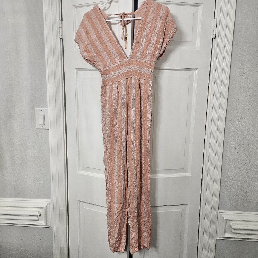 Anthropologie L Space Striped Cover-Up Jumpsuit Size Small pink viscose - Picture 4 of 9